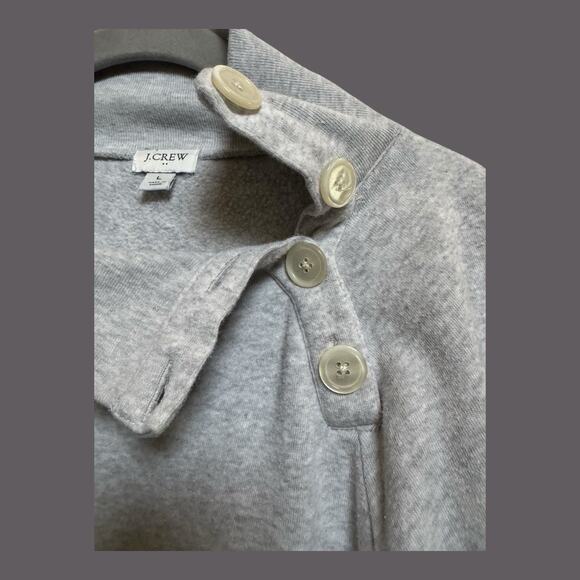 J Crew Preppy Classic Wide Button Pullover Relaxed Cowl Neck Sweatshirt Size L - Picture 3 of 8